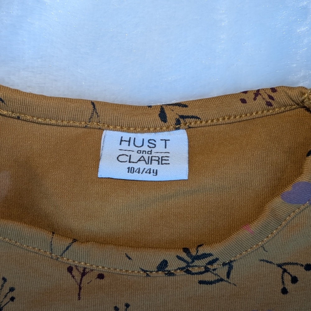 Mustard Floral Leaf Print Dress – Cozy & Chic Everyday Style 4T - Picture 4 of 4
